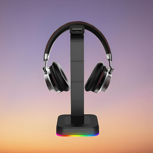 Glowing Chrome Black LED Headphone Stand